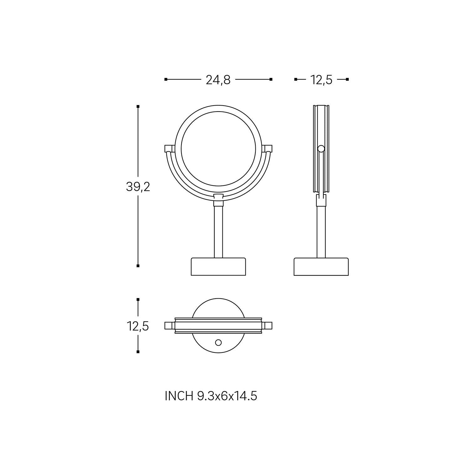Magnifying Mirror X1/x5 Swivel Led Light Matt Black Architect Collection