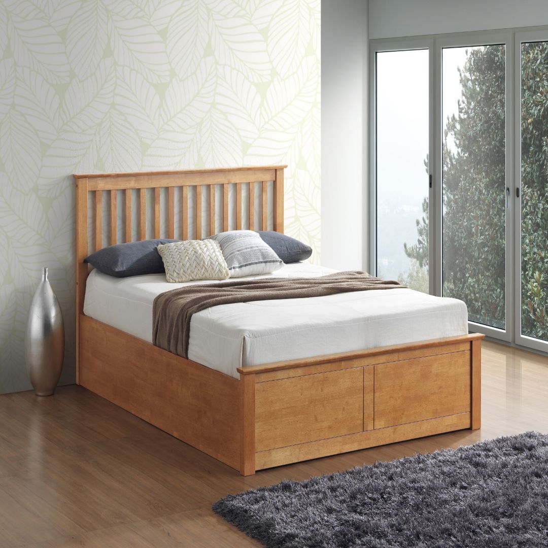 Malmo Wooden Ottoman Bed | Double | Oak