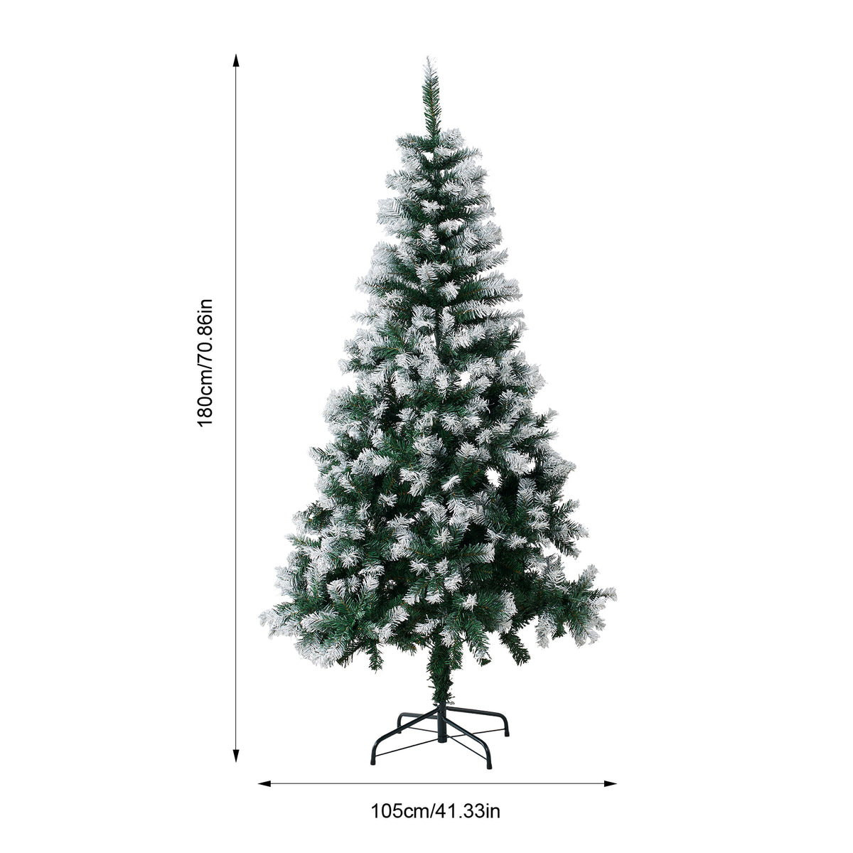Breeins 180cm Snow-flocked Artificial Christmas Tree With Lush Green Branches