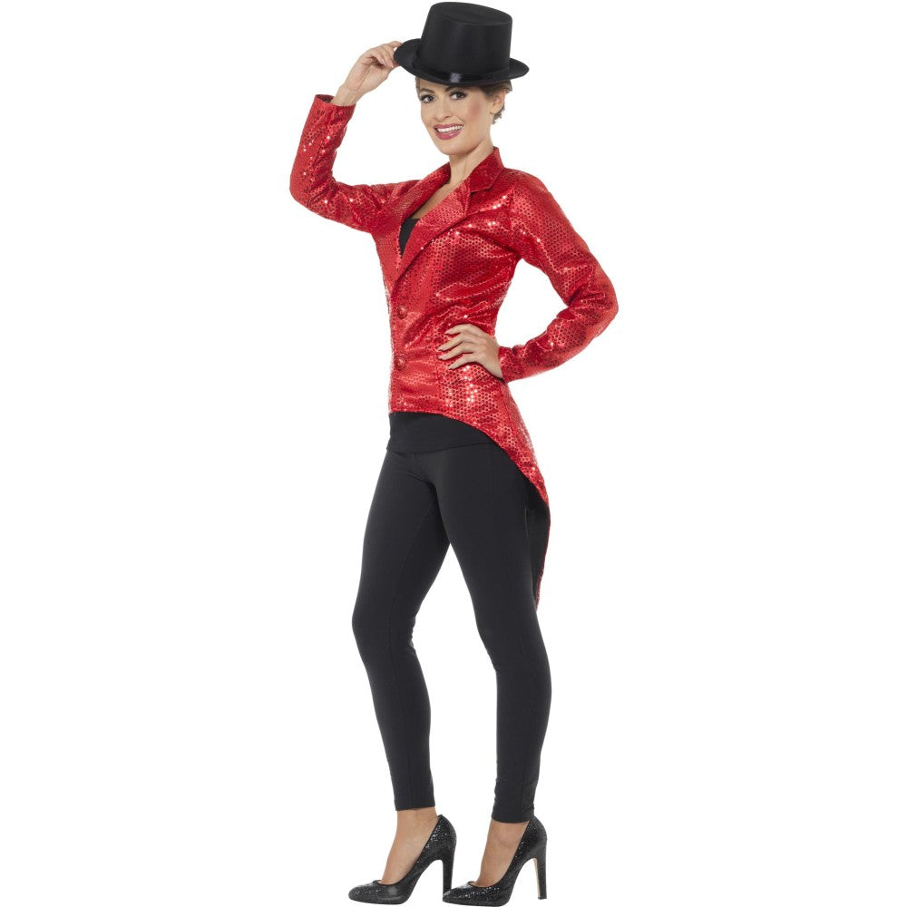 Sequin Tailcoat Jacket, Ladies | Medium | Red