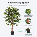 Artificial Handcrafted Ficus Tree With Real Wood Trunk | 4ft | Green