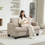 138 Cm Chenille Fabric Loveseat Sofa With S-springs | Brown
