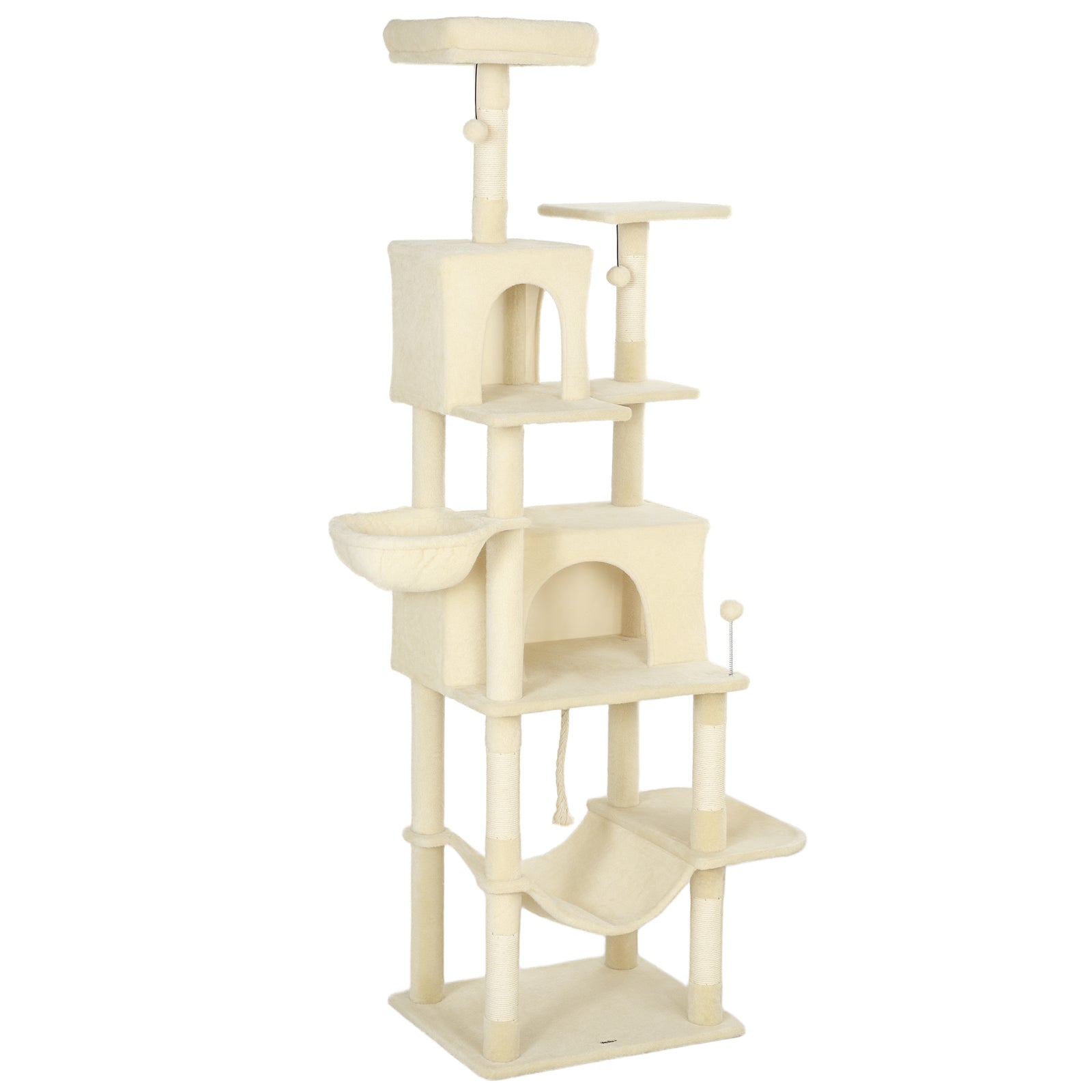 PawHut Cat Tree, 202cm Cat Tower With Condos, Hammocks, Perches