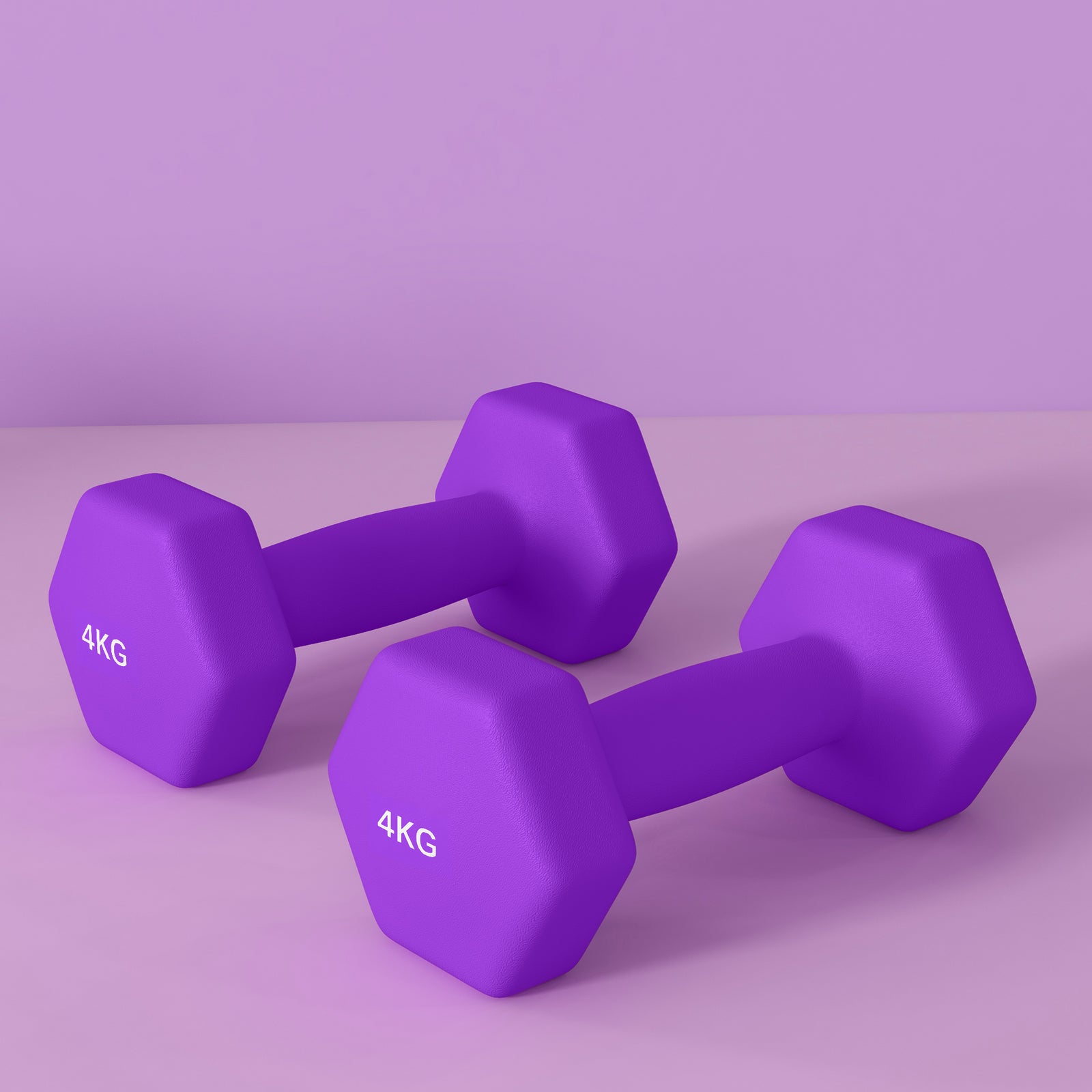 4kg Set Of 2 Dumbbells Hexagonal Weights Pair | Purple
