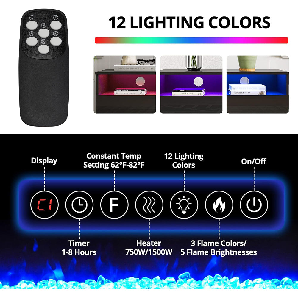 Recessed Electric Fireplace Tv Stand With Closed Storage