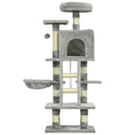 132cm Multi-activity Cat Tree W/ House, Bed, Ladder, Scratch Post - Grey