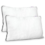 Luxury Shredded Memory Foam Bed Pillow 70x45cm, Orthopaedic Neck Back & Side Support, Bamboo Washable Cover | Set of 2 | White