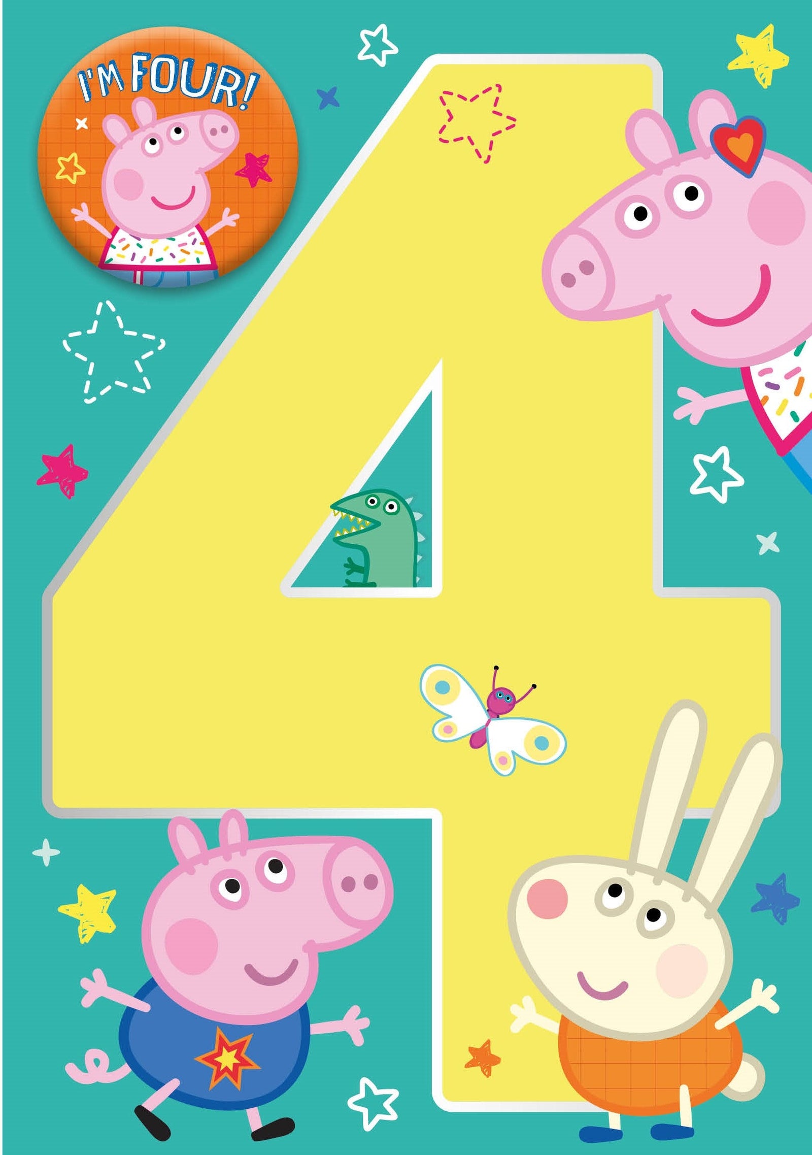 Peppa Pig Age 4 Birthday Card Official Product