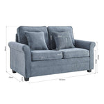 Corduroy Fold Out Mattress Sofa Bed - 2 Seater | Blue