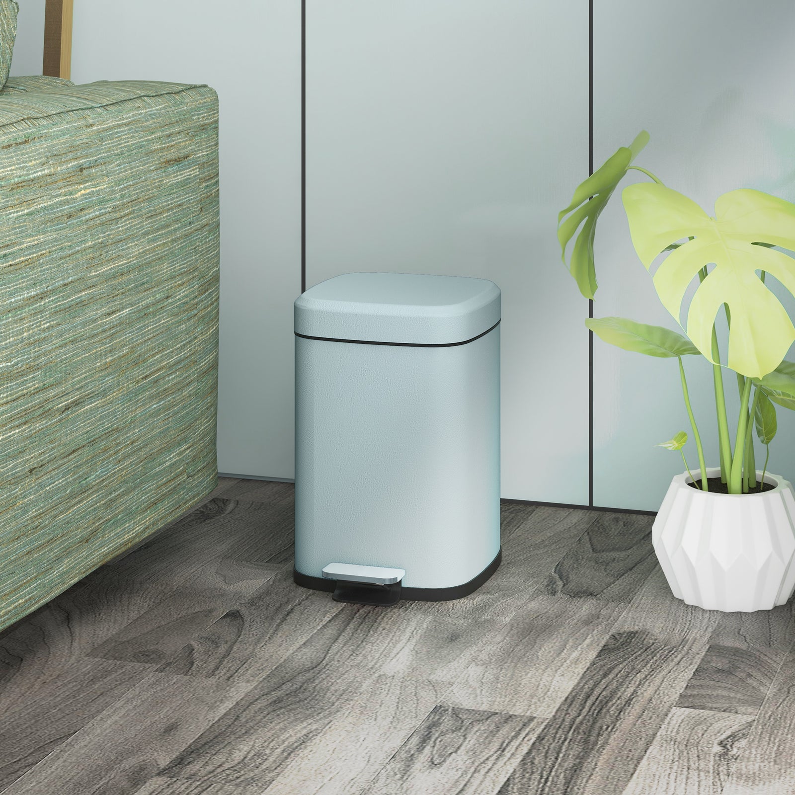 12/20l Kitchen Pedal Bin Metal Rubbish Bin Soft-close Lid | Medium | Light Green