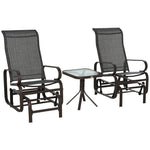 3 Pcs Rocking Chair Gliding Chair Set W/ Table For Patio | Brown