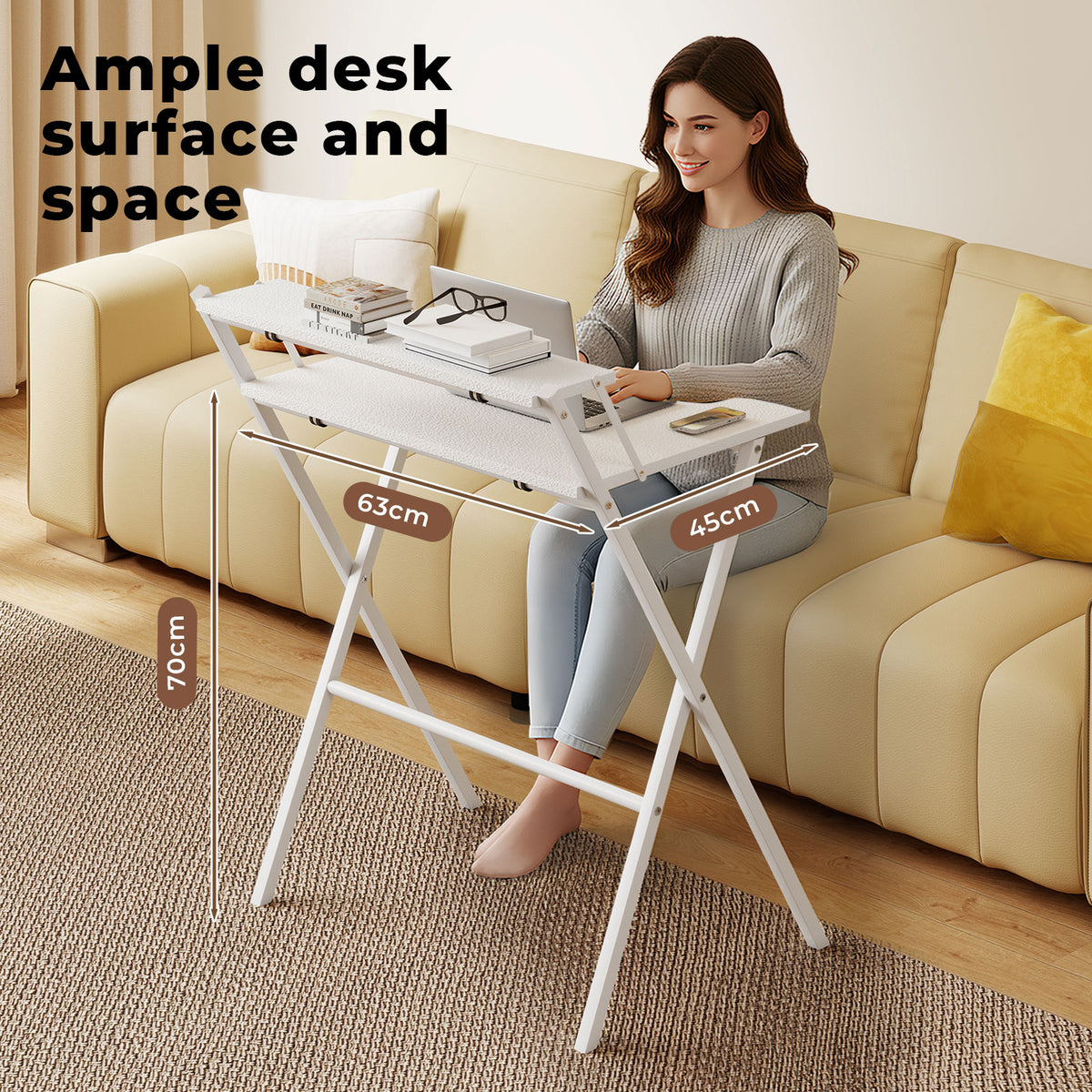 Levede Foldable Computer Desk Office Study Workstation With Monitor Shelf