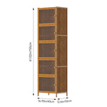 Versatile 5-tier Storage Cabinet With Transparent Doors,bamboo & Mdf Freestanding Organizer For Small Spaces