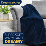 Blanket Throw Soft Faux Fur 160 X 130cm Fleece Overblanket Fluffy Blanket  For Sofa & Beds | L | Blue