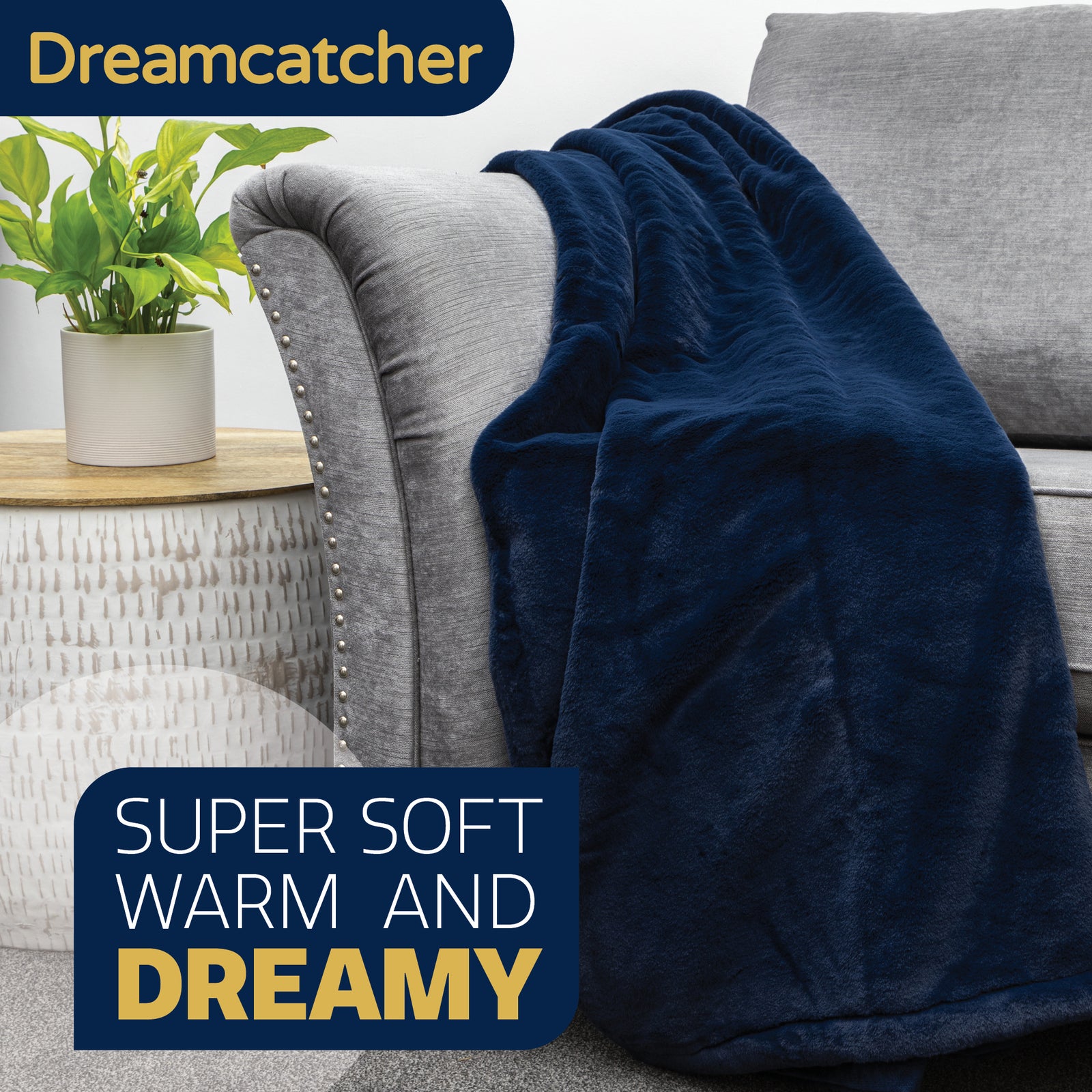 Blanket Throw Soft Faux Fur 160 X 130cm Fleece Overblanket Fluffy Blanket  For Sofa & Beds | L | Blue