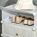 6 Tier Shoe Rack Plastic Storage Cabinet Modular Shoe Tower | One Size | White
