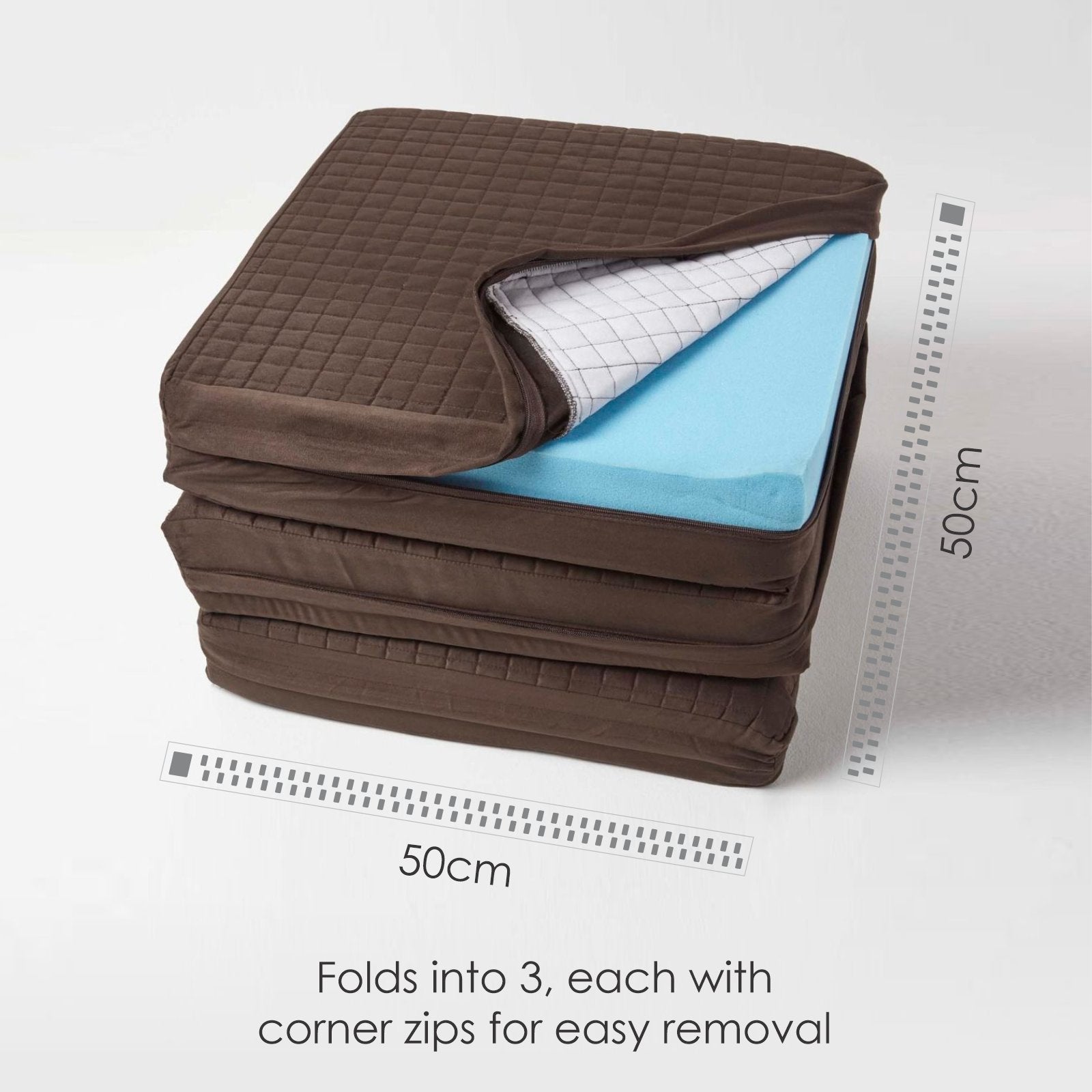 Faux Suede Orthopaedic Foam 3 Seater Booster Cushion | 50cm x 150cm | Chocolate