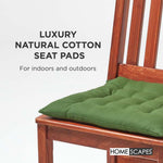 100% Cotton Seat Pads Plain Chair Cushions For Dining Room, Kitchen, Or Outdoor Garden Use | Set-of-4 | Dark Olive