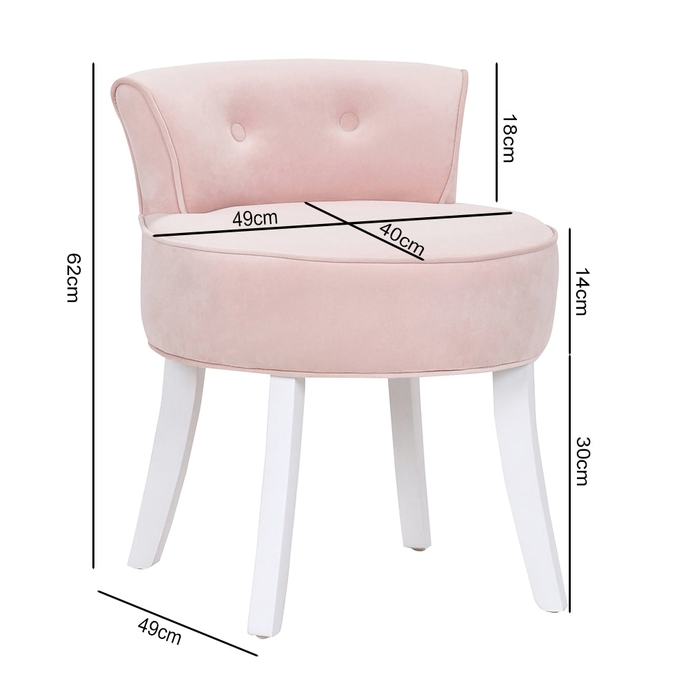 Velvet Slipper Chair Back Chair Sofa Vanity Bedroom Dressing Chair | Pink