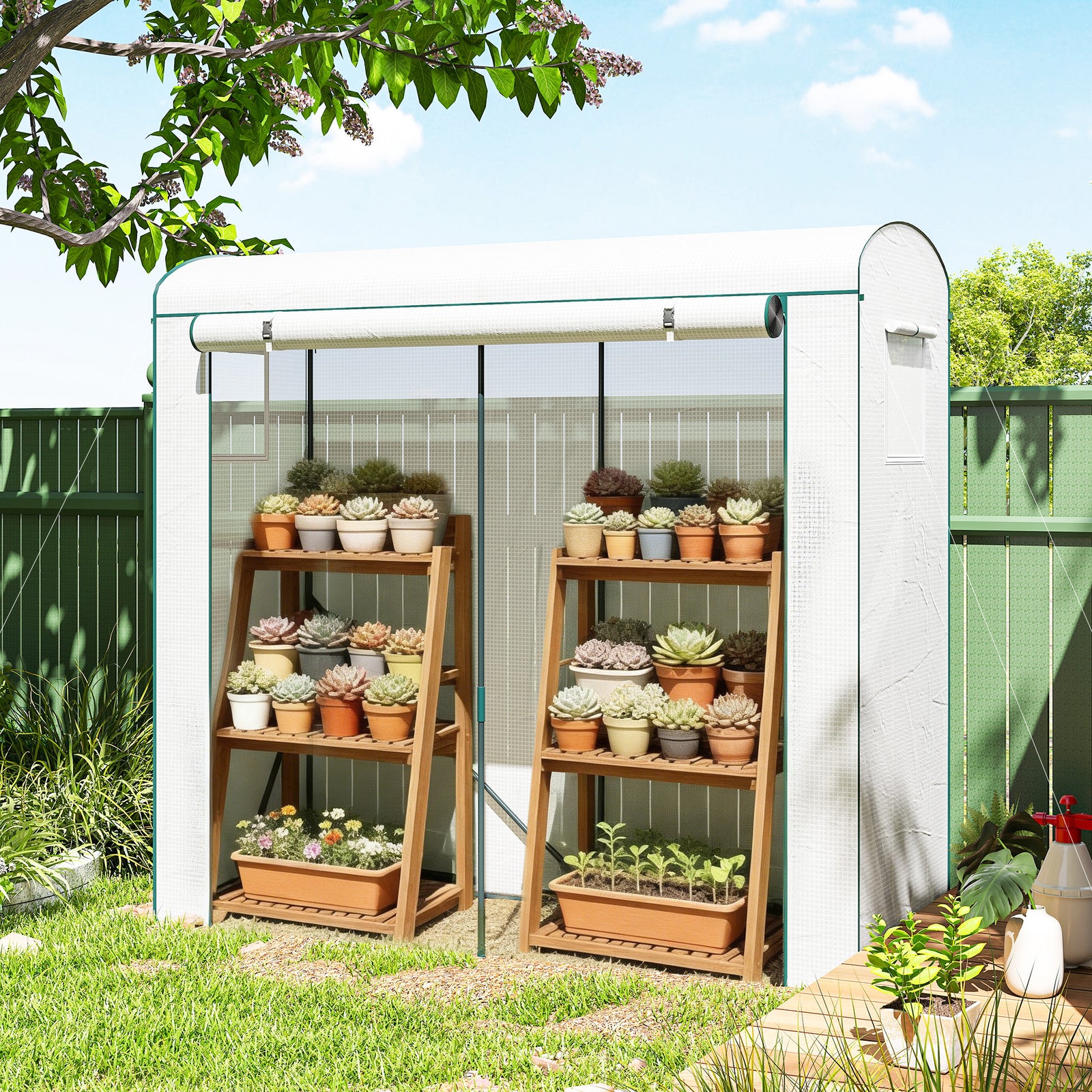 Mini Greenhouse, Portable Indoor Outdoor Green House With Pe Cover | White