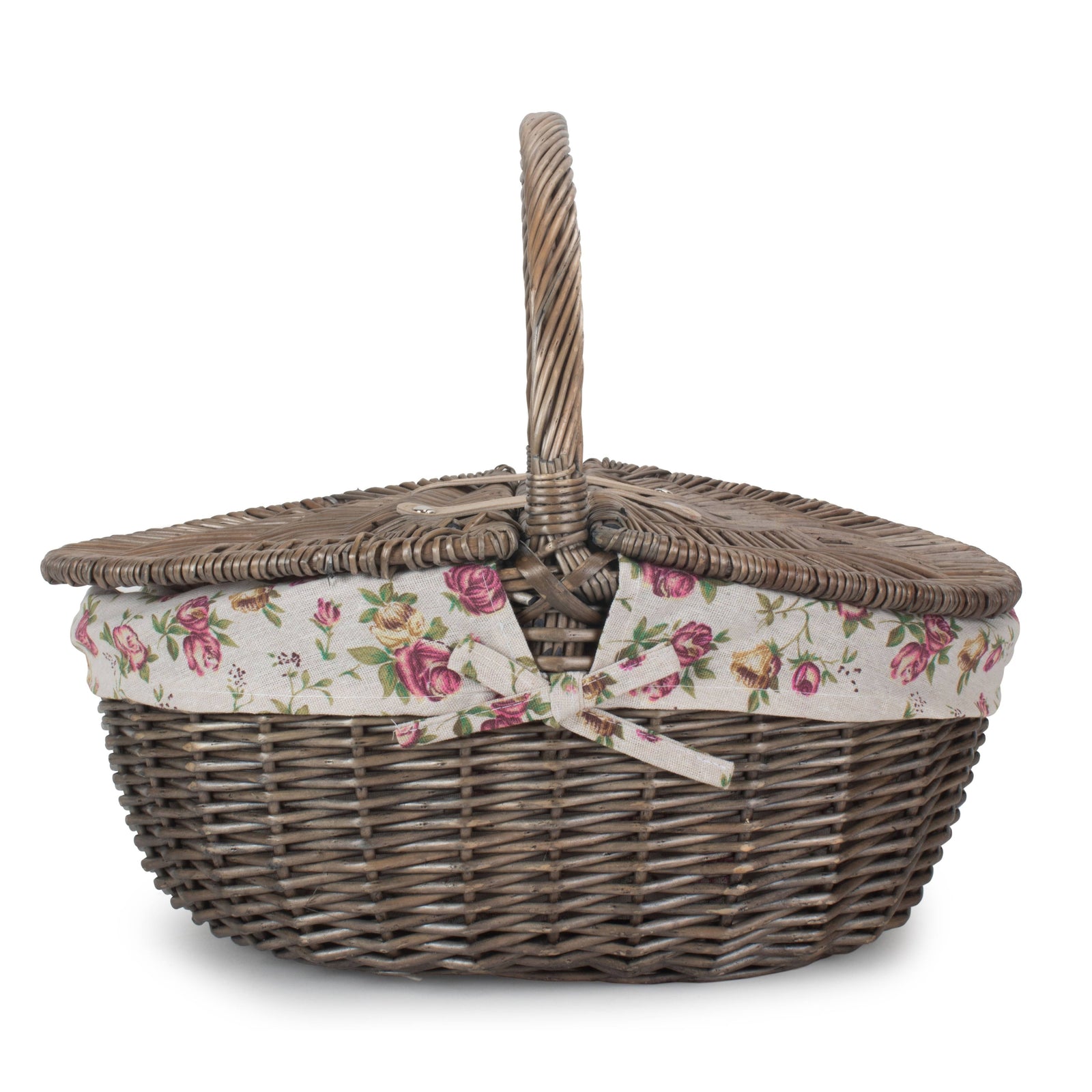 Wicker Antique Wash Finish Oval Picnic Basket | Red