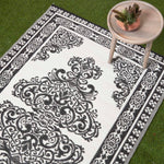 Luxury Outdoor Rug Waterproof Reversible For Garden Patio, Monochrome Motif