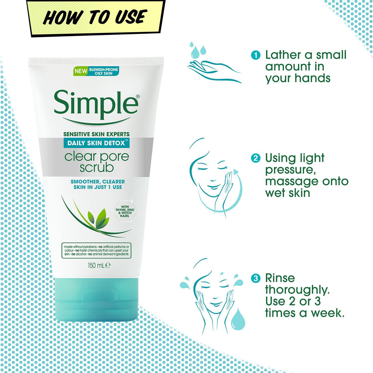 Daily Skin Detox Clear Pore Scrub, 3pk X 150ml | Set of 3 | White