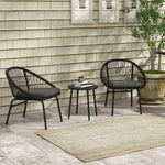 3 Piece Garden Furniture Set W/ 2 Armchairs & 1 Coffee Table