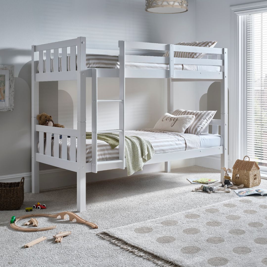 Icon Wooden Bunk Bed With Pocket Mattresses | Single | White