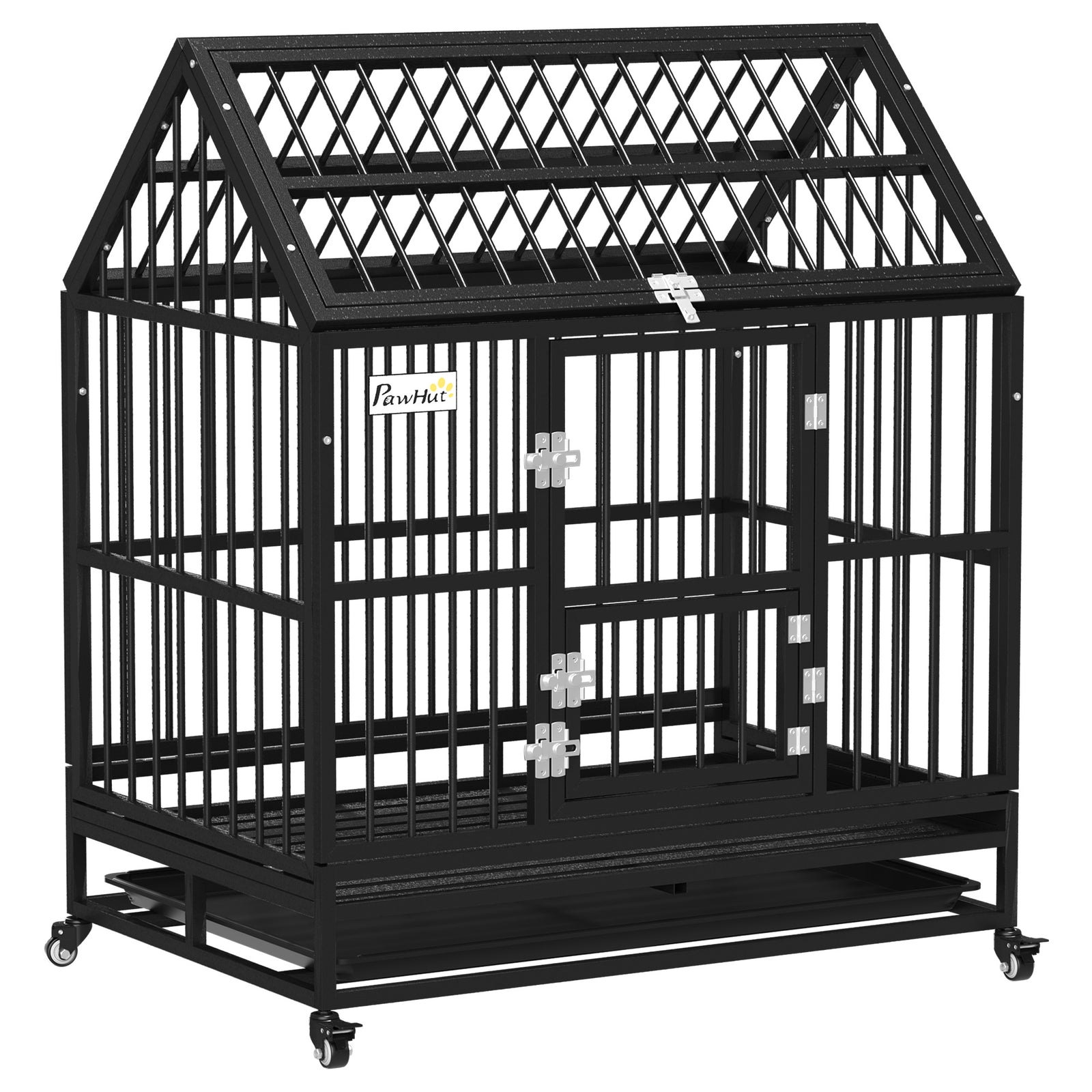 Heavy Duty Dog Crate W/ Removable Tray, Logs