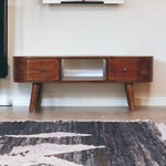 Solid Wood Chestnut Round Open Media Unit