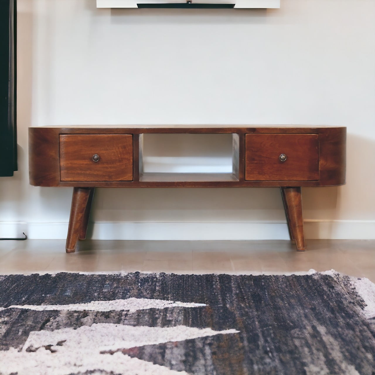 Solid Wood Chestnut Round Open Media Unit