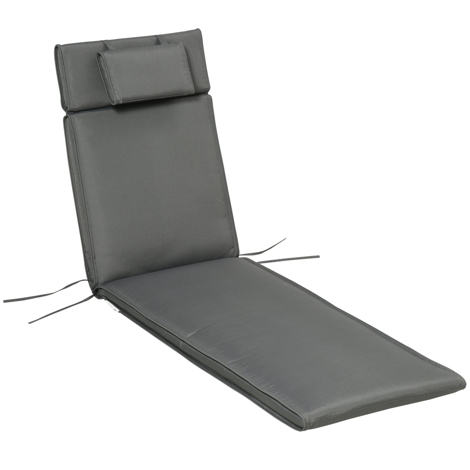 Garden Sun Lounger Chair Cushion Reclining Relaxer Outdoor | Gray