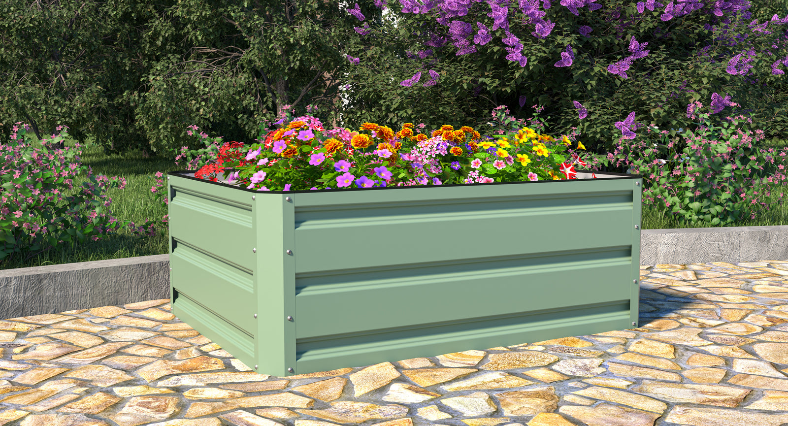 Metal Raised Garden Bed - Light Green | 80 x 60cm