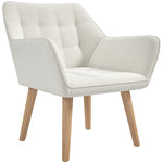 Velvet-feel Accent Chair With Arms Slanted Back Wood Legs | One Size | Cream