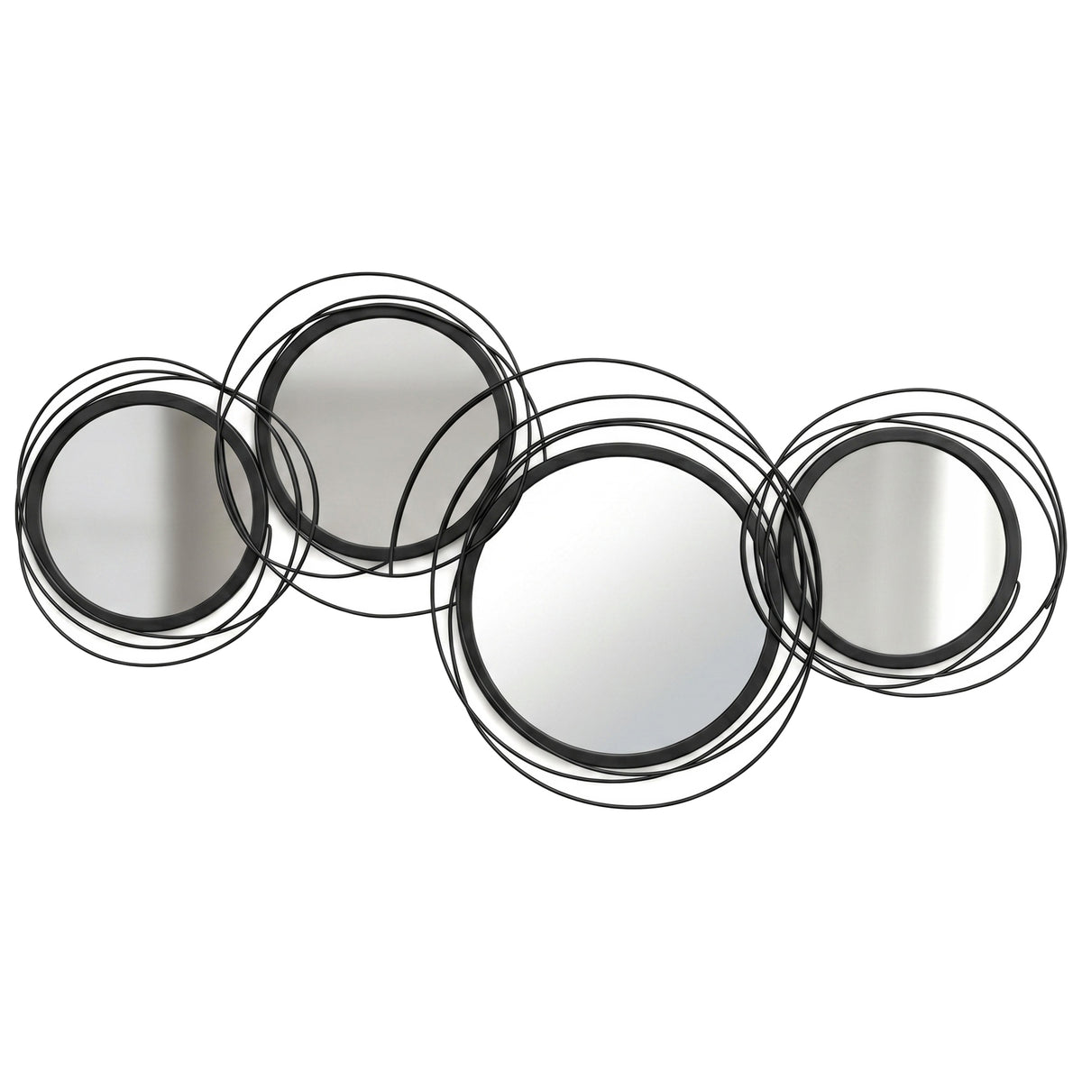 HOMCOM Metal Wall Art Decorative Mirror Decor Modern Wall Sculpture, Black