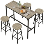 5 Piece Bar Set, Industrial Kitchen And Chair Set Grey Wood Effect