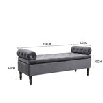 Velvet Upholstered Storage Ottoman Bench With Pillowed Armrests – Hidden Compartment, 126cm W