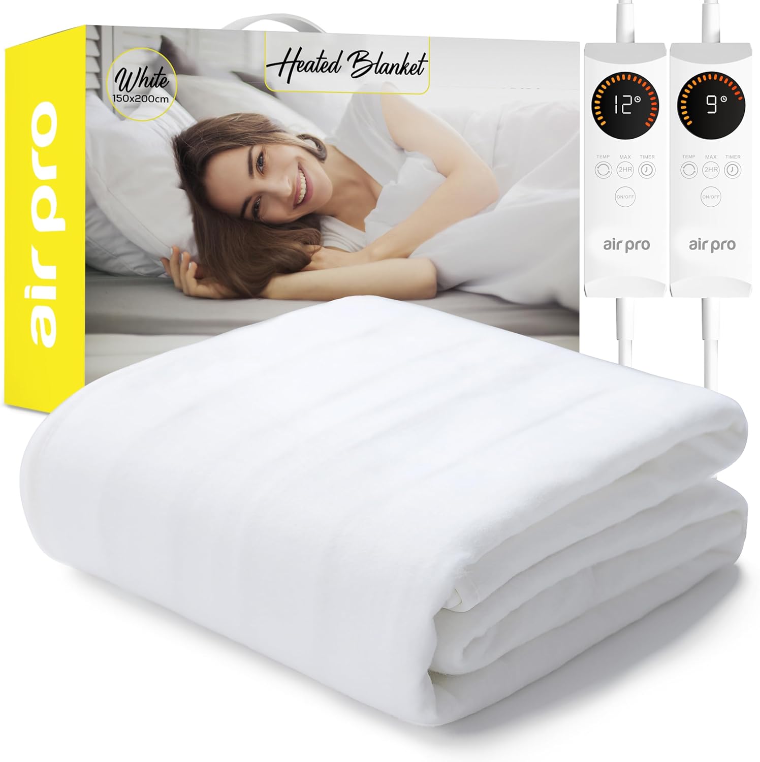 Fleece Electric Blanket - Heated Mattress Cover With Controller | King | White