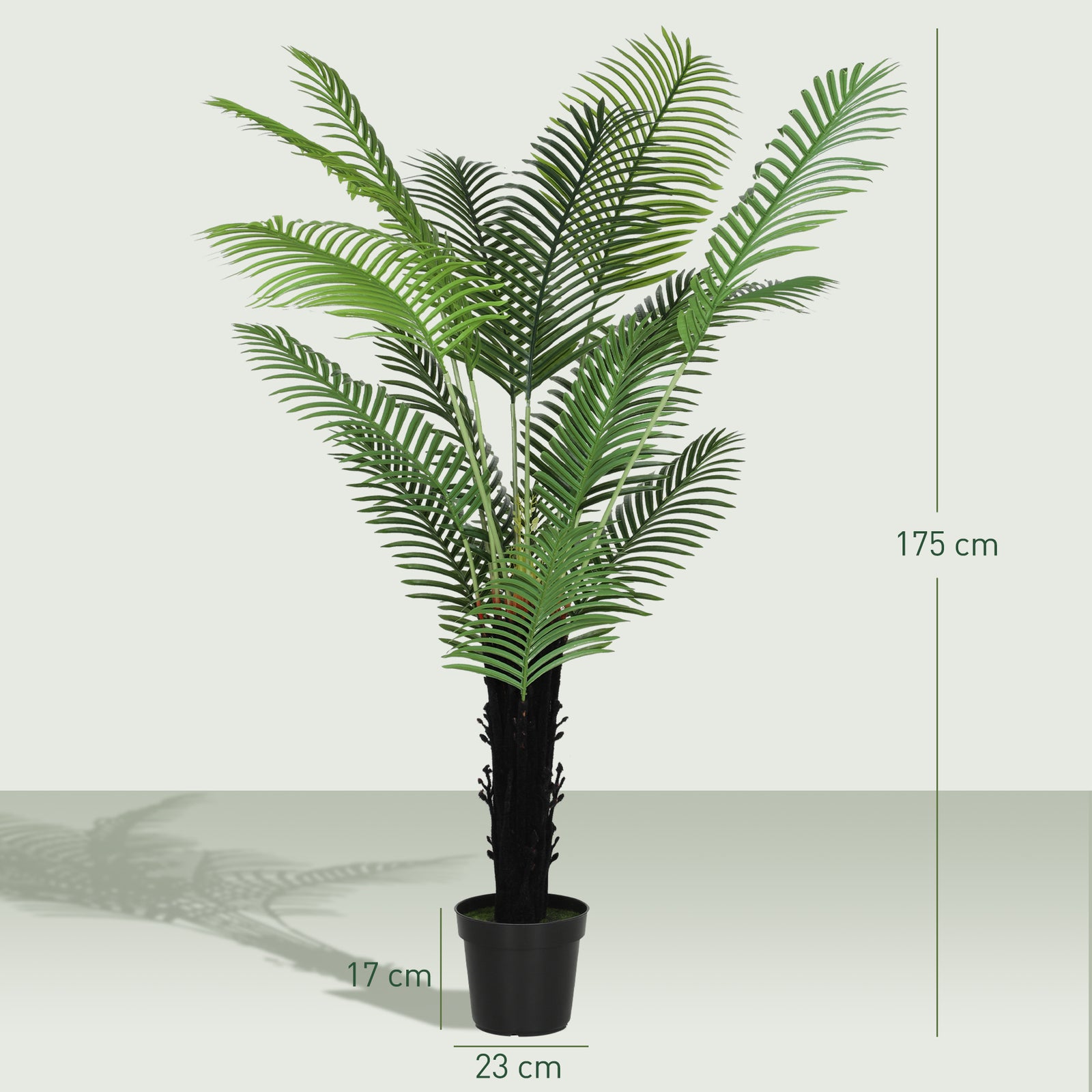Artificial Areca Palm Tree With Pe Leaves And Flocked Soil | 175cm | Green