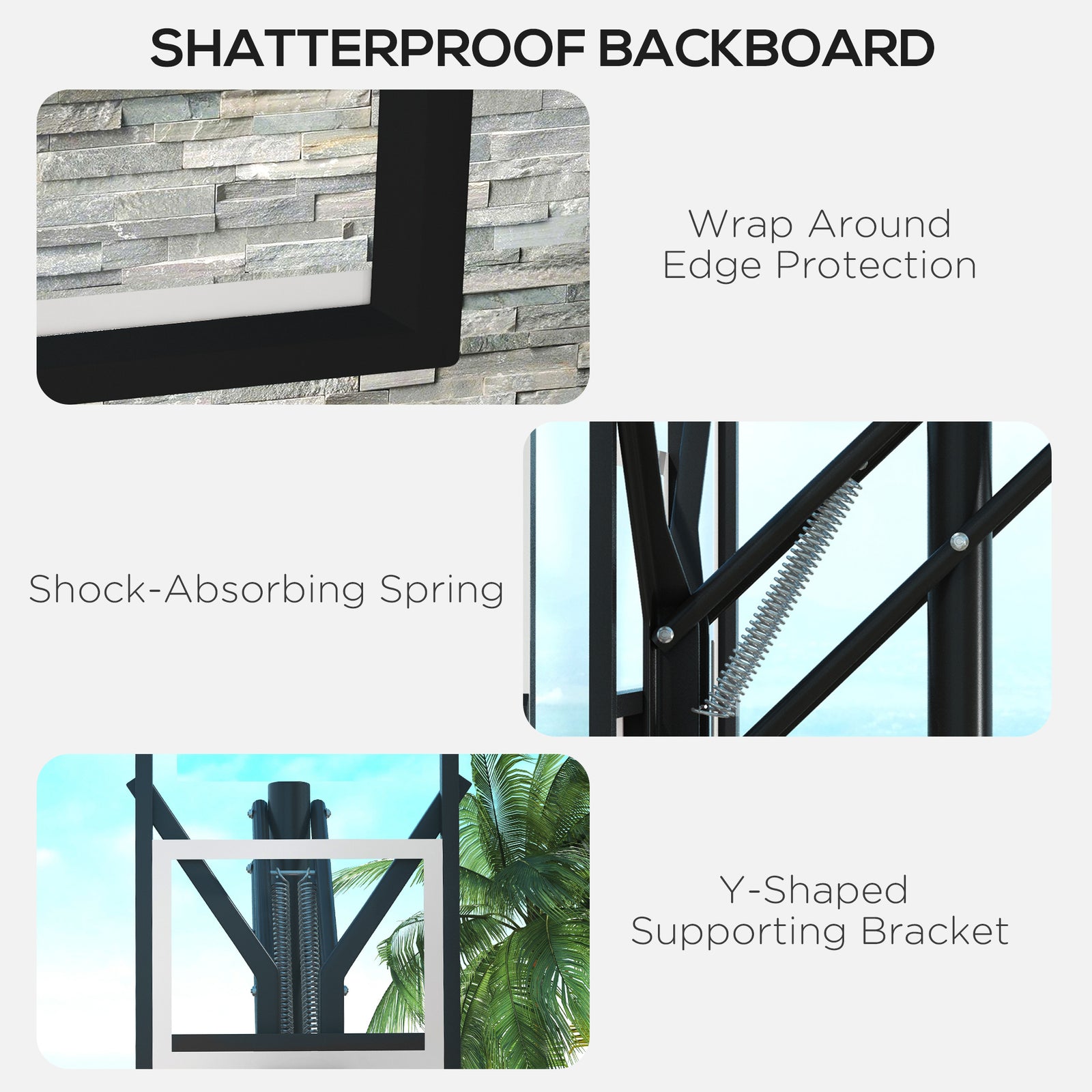 2.35-3.05m Basketball Hoop And Stand With Wheels | Black
