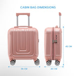 45x36x20cm Lightweight Underseat Cabin Carry On Suitcase - 100+ Airline Approved - Hard Shell Luggage - 4 Wheels | 45 x 36 x 20cm | Rose Gold