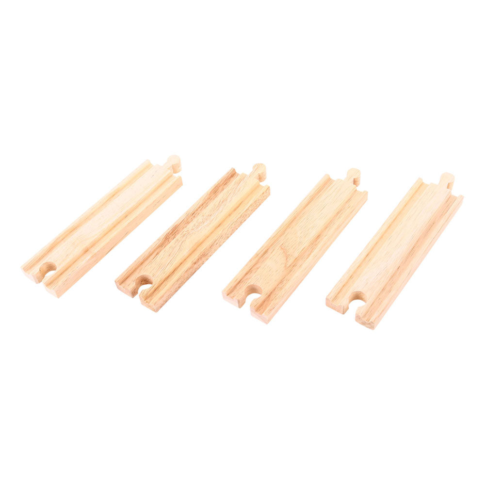 Bigjigs Toys 4 Medium Straight Tack Pieces for Wooden Train Sets