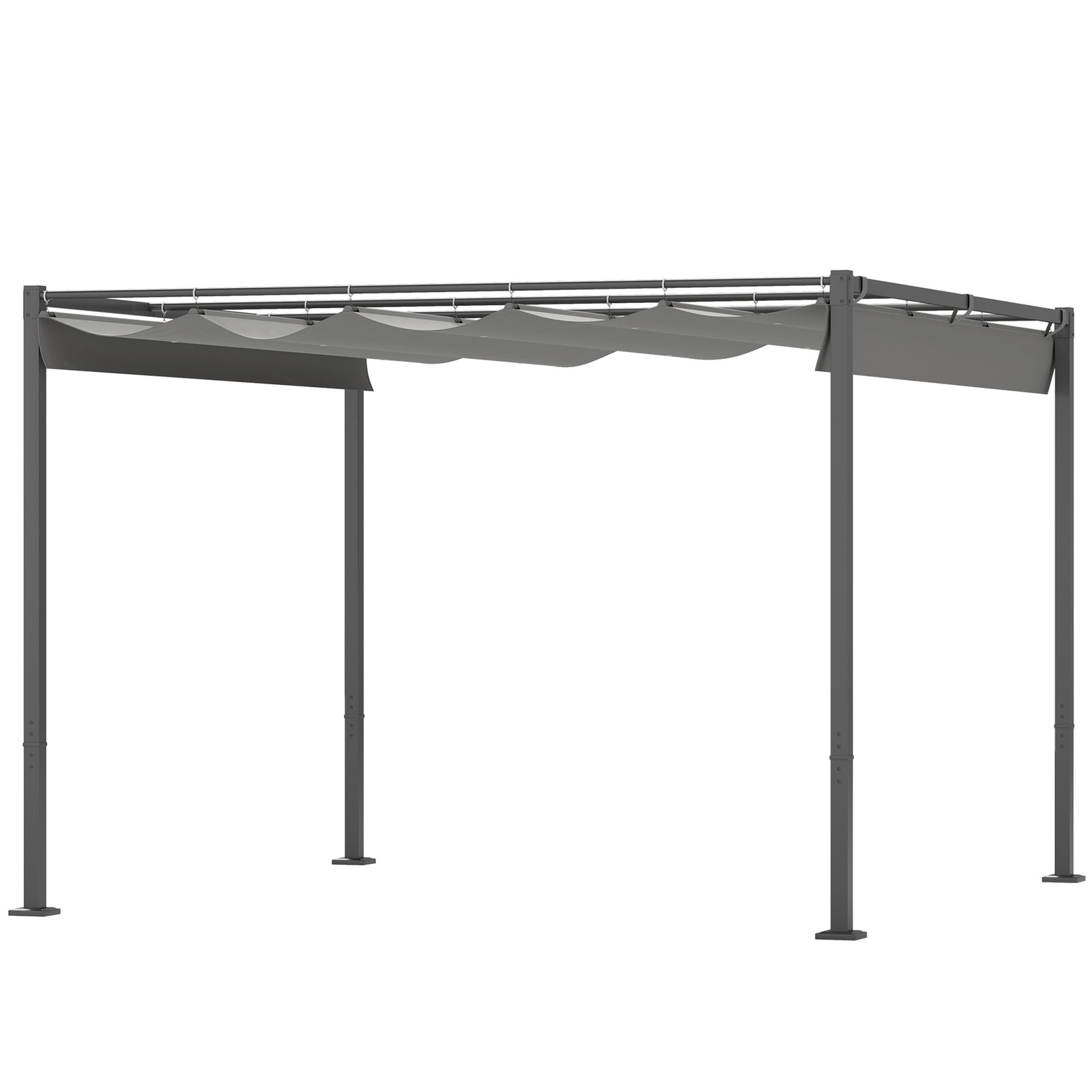 3x3m Pergola With Retractable Roof, Magnetic, Grey | Gray