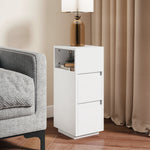 Slim Bedside Table, Bedside Cabinet With Open Shelf And 2 Drawers | White