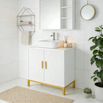 HYGRAD BUILT TO SURVIVE Under Sink Bathroom Storage Cabinet Vanity Unit – 2 Door White Cupboard With Shelf