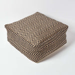 HOMESCAPES Black And Cream Chevron Pattern Large Square Pouffe