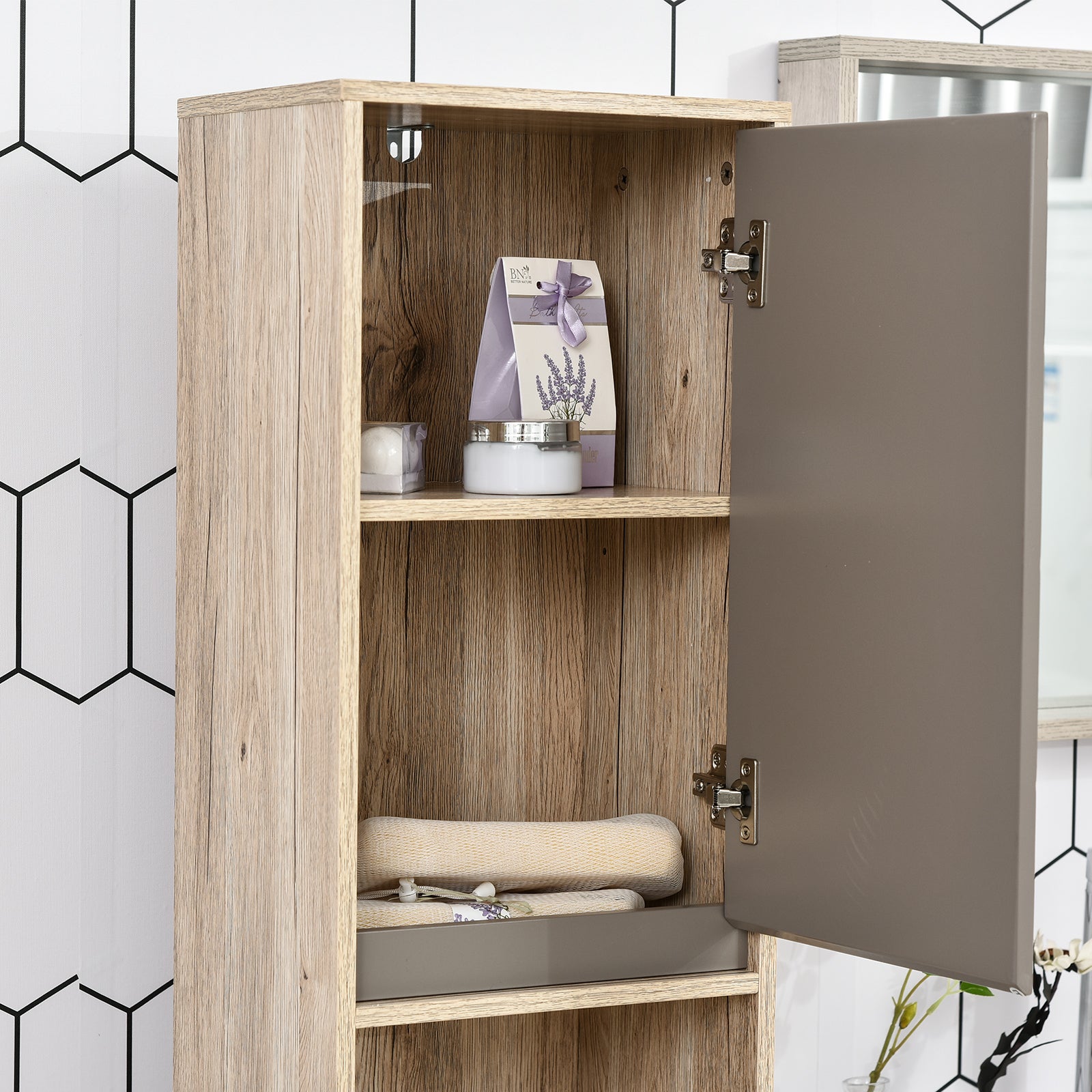Freestanding Storage Cabinet Slimline Unit W/ 2 Cupboards