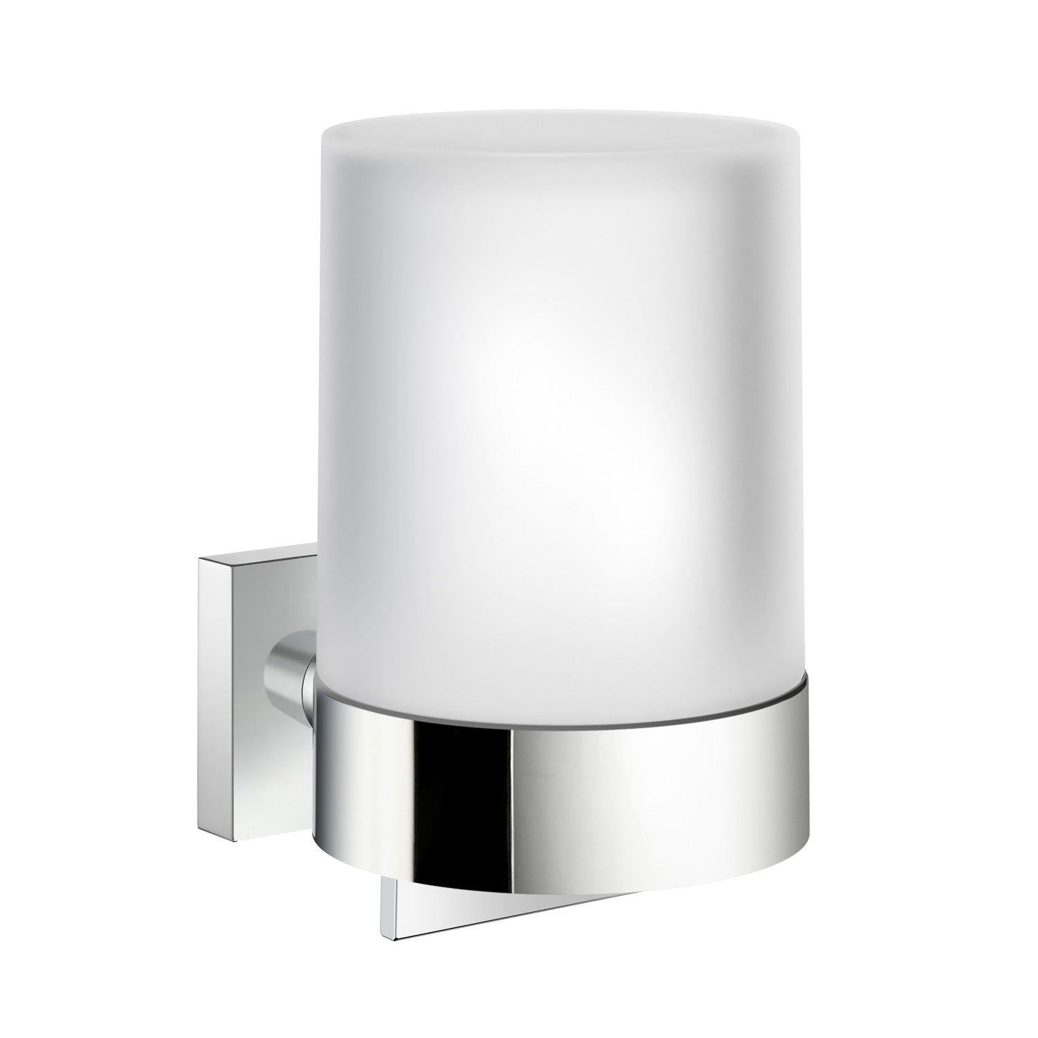 Frosted Glass 150ml Soap Dispenser With Square Wall Mount | Polished Chrome