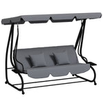 2-in-1 Garden Swing Chair For 3 Person W/ Adjustable Canopy | Dark Grey